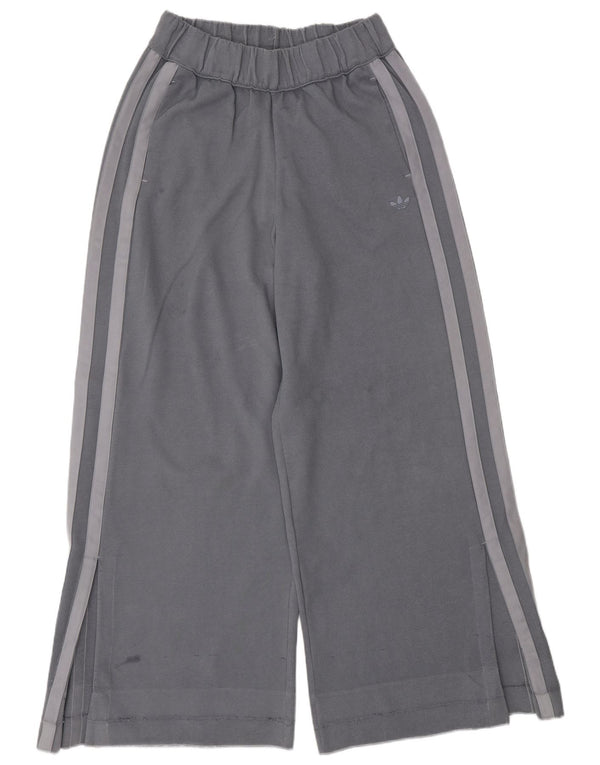 Adidas Womens Wide Leg Tracksuit Trousers Joggers UK 12 Medium Grey Cotton