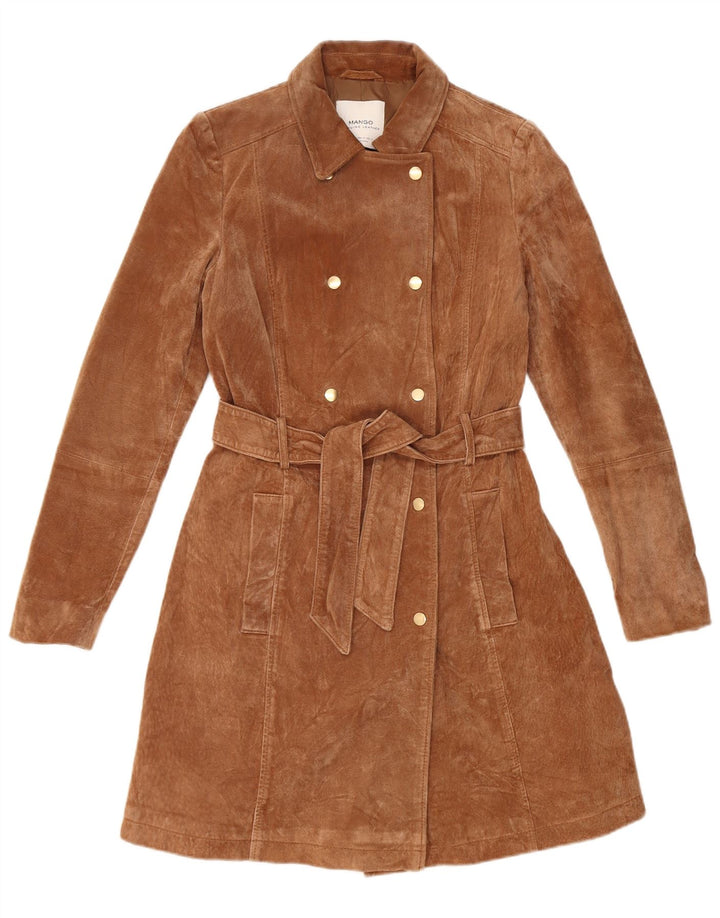 Mango Damen Wildledermantel UK 12 Mittelbraunes Leder