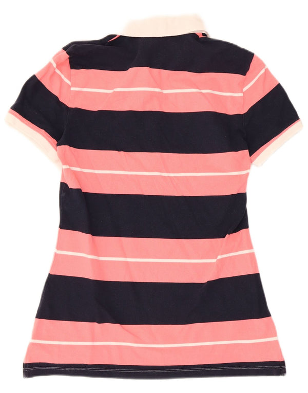 Tommy Hilfiger Damen-Poloshirt UK 12 Mittelrosa gestreift aus Baumwolle