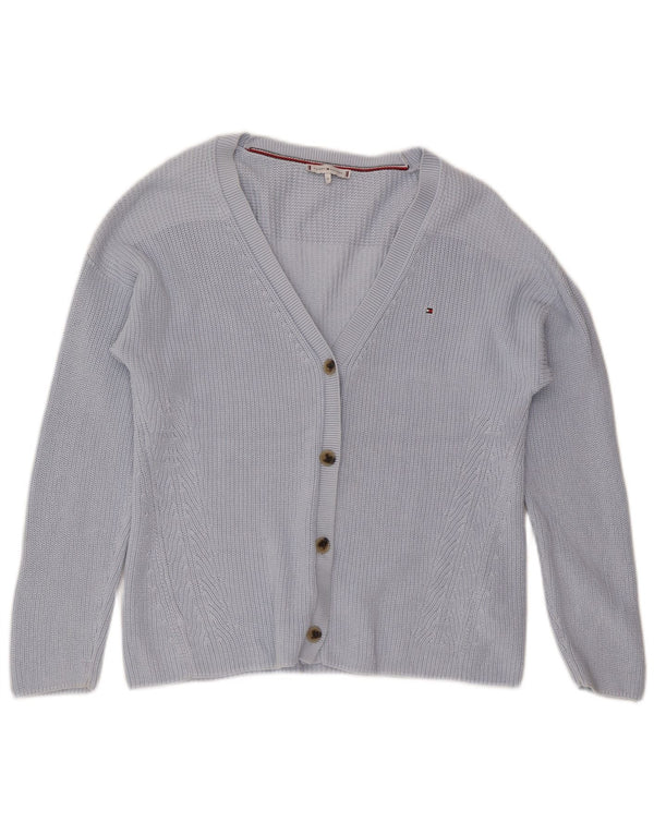 Tommy Hilfiger Damen-Cardigan-Pullover UK 14 Mittelblaue Baumwolle