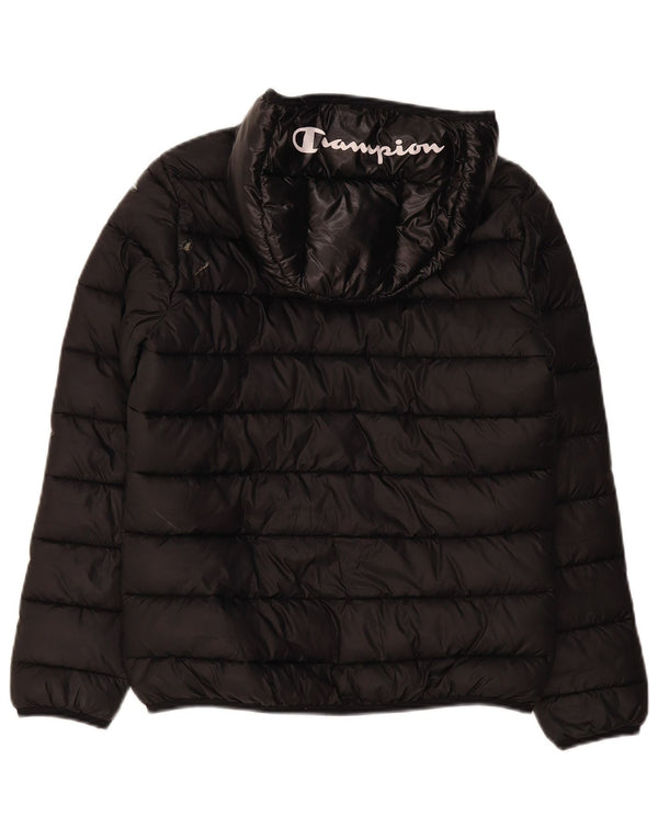 Champion Wattierte Jacke mit Kapuze für Jungen, 11–12 Jahre, Größe L, Schwarz, Polyester