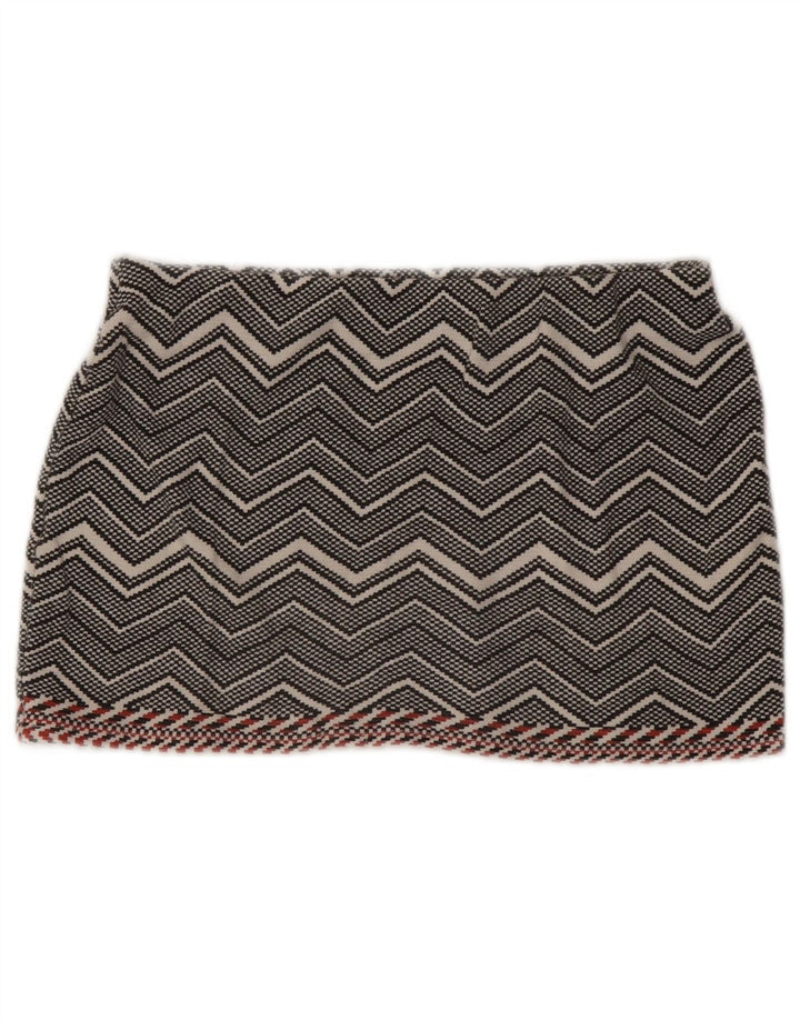 Zara Damen Trafaluc Minirock Medium W28 Grau Chevron
