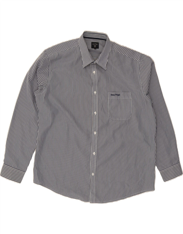 JAMES PRINGLE Mens Shirt XL Navy Blue Striped Cotton Vintage James Pringle and Second-Hand James Pringle from Messina Hembry 