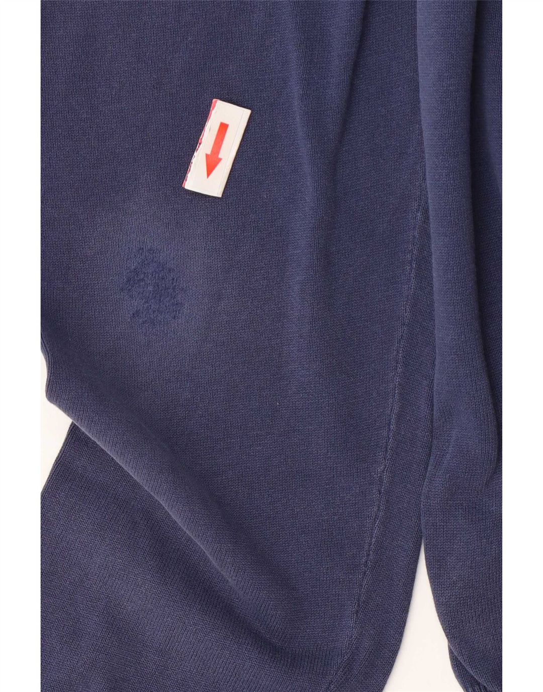 Massimo Dutti Herren-Pullover mit Rundhalsausschnitt, mittelmarineblaue Baumwolle