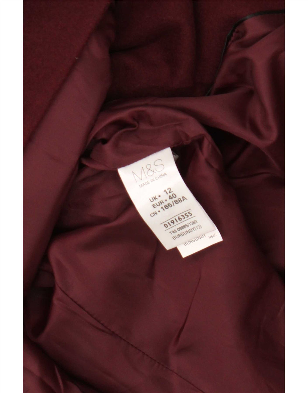 Marks & Spencer Damenmantel UK 12 Medium Burgund Polyester