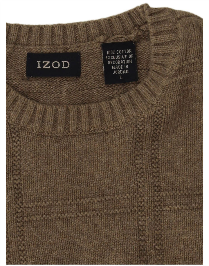 Izod Herren-Pullover mit Rundhalsausschnitt, groß, beige Baumwolle