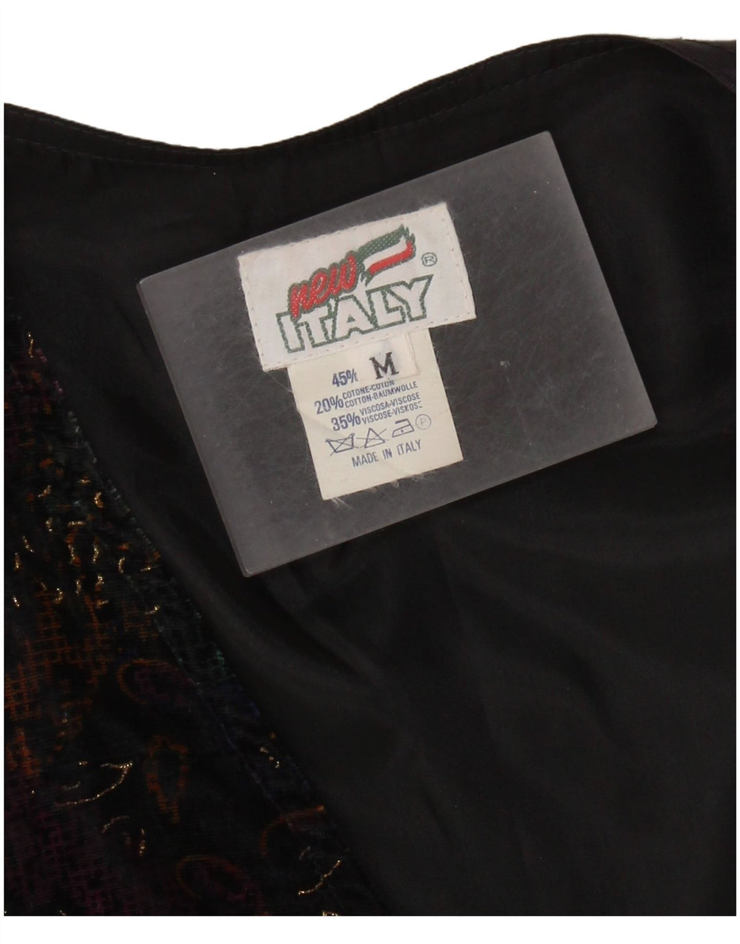 VINTAGE Damen Samtweste UK 14 Mittelschwarze Paisley-Baumwolle