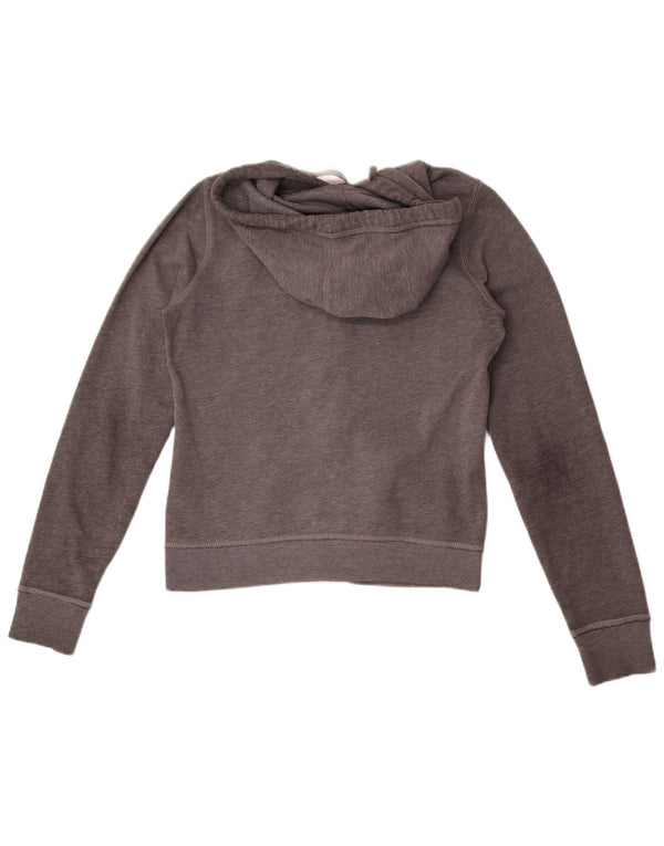 Hollister Womens Graphic Zip Hoodie Sweater UK 14 Mittelgrau meliert