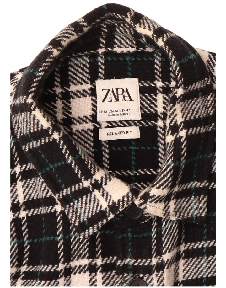 Zara Herren Overshirt Relaxed Fit Hemd Mittelschwarz kariert