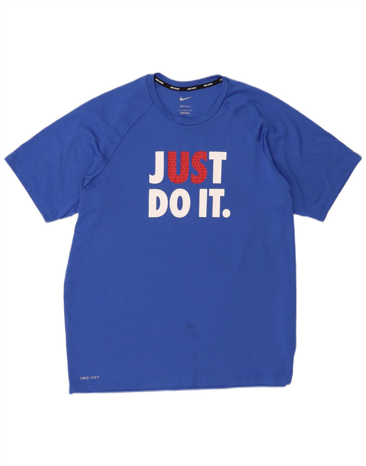 Nike Herren Dri Fit Grafik-T-Shirt-Oberteil, Größe L, Blau