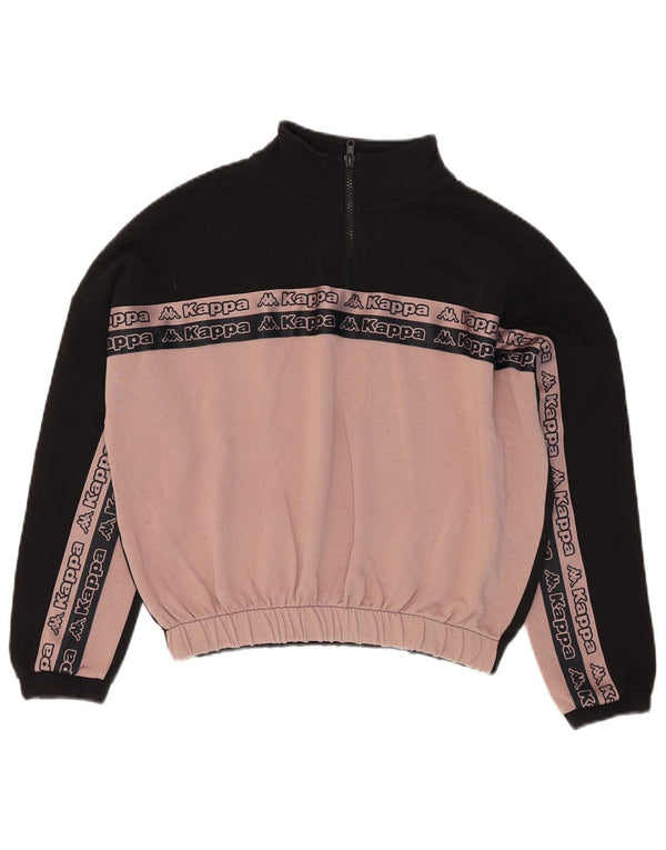 Kappa Damen Übergroßer Grafik-Sweatshirt-Pullover UK 10 Small Schwarz
