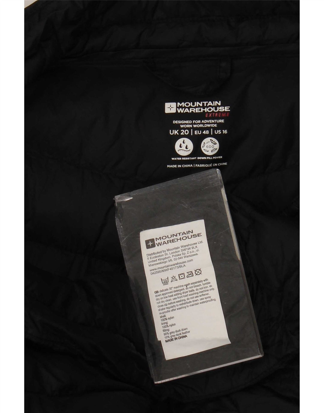 Mountain Warehouse Wattierte Damenjacke, UK 20 2XL, schwarzes Nylon