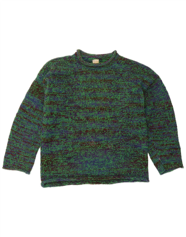 Legend Herren-Pullover mit Rundhalsausschnitt, mittelgrün gesprenkelte Baumwolle