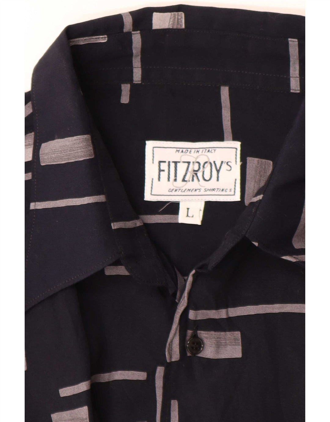 Fitzroy Herren-Kurzarmhemd, groß, marineblau, geometrisch