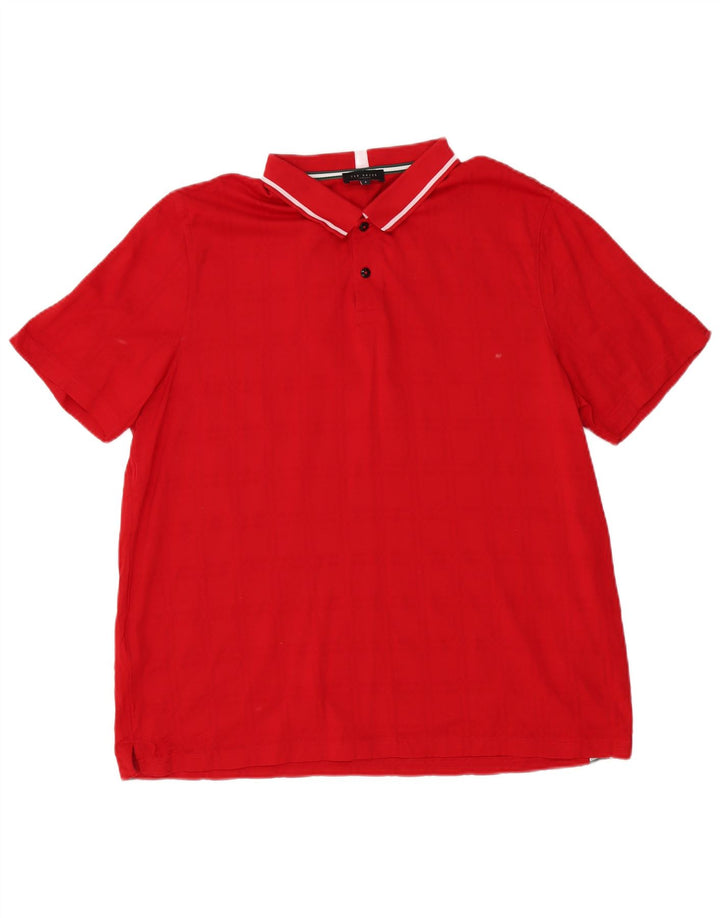 Ted Baker Herren-Poloshirt, Größe 5, XL, rote Baumwolle