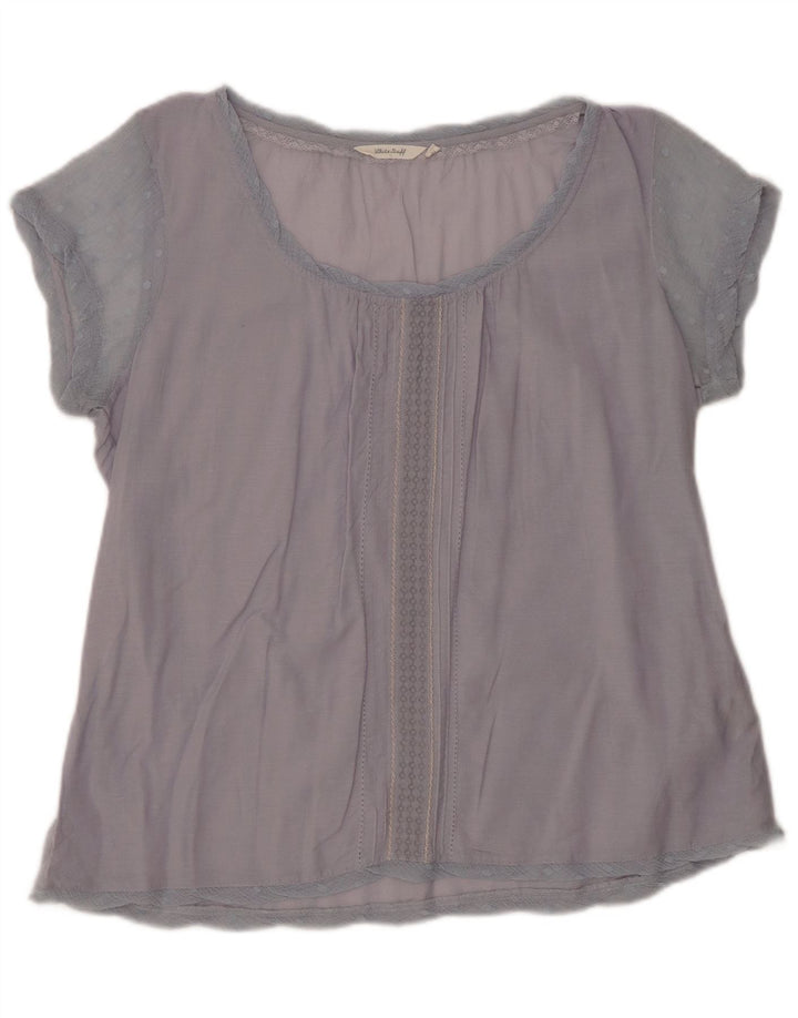 WHITE STUFF Damen-Blusenoberteil, UK-Größe 46, Größe L, blaue Baumwolle