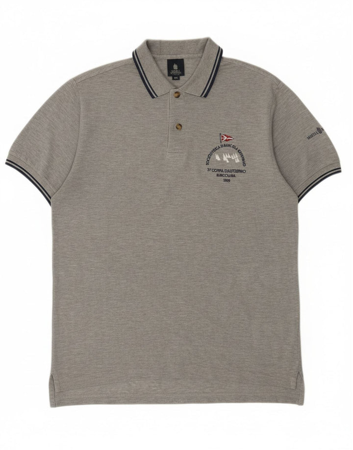 Marina Yachting Herren-Poloshirt mit Grafik, mittelgraue Baumwolle