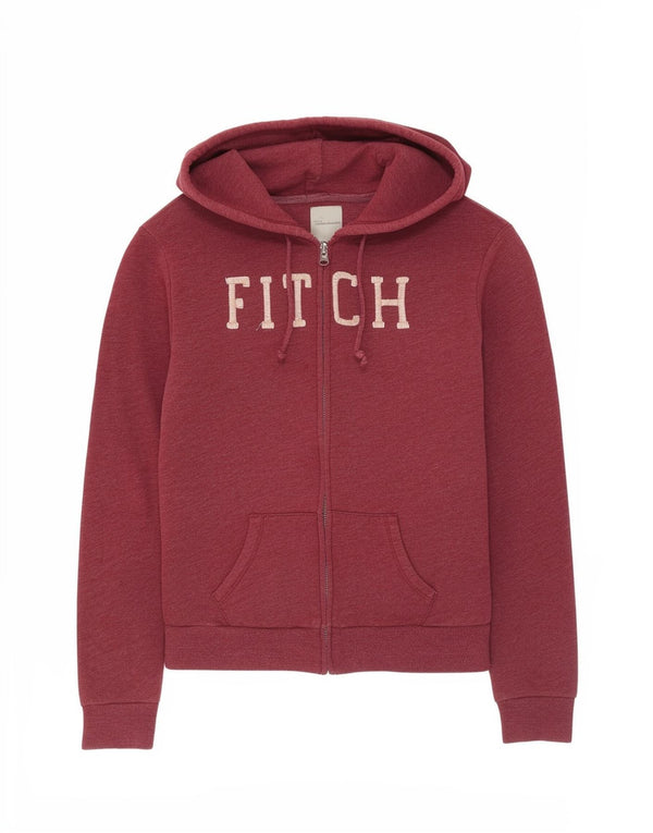 Abercrombie & Fitch Damen-Kapuzenpullover mit grafischem Reißverschluss, UK 4 XS, Burgunderrot