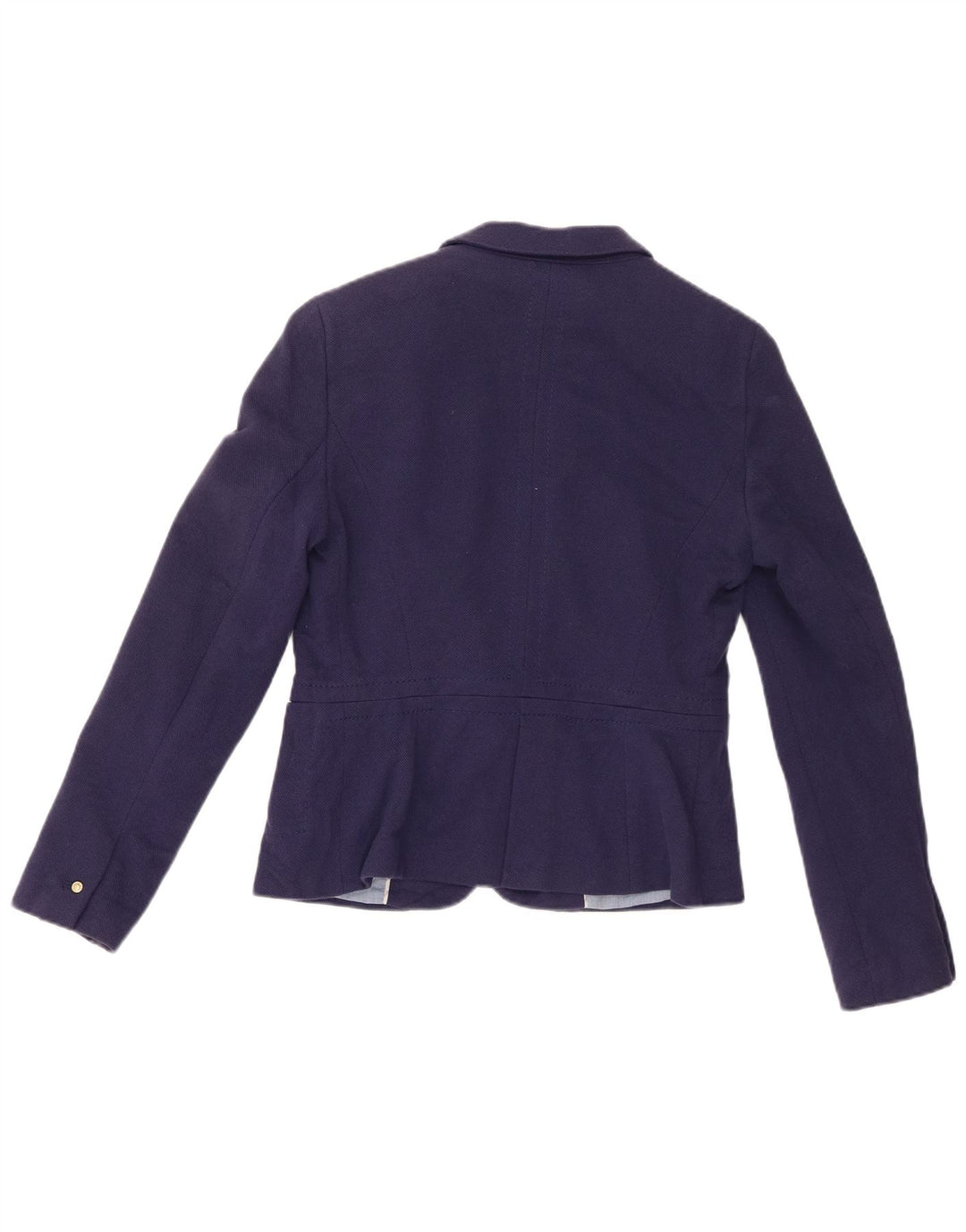 Zara Damen Crop 1-Knopf-Blazerjacke UK 16 Große marineblaue Baumwolle