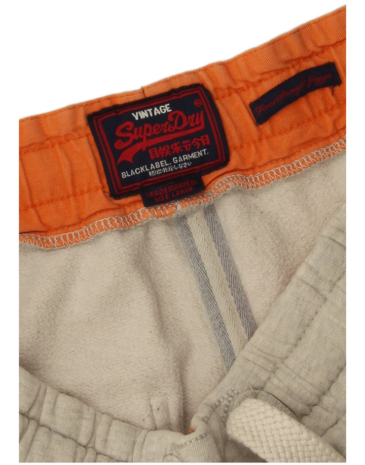 Superdry Herren-Trainingshose mit Grafik, Größe L, aus grauer Baumwolle