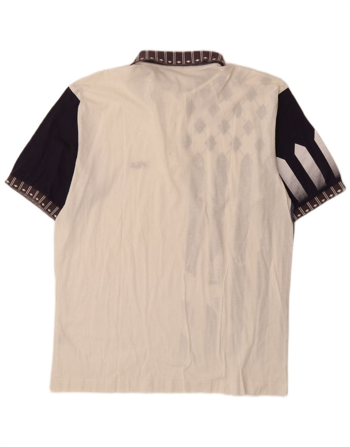 FILA Herren-Poloshirt mit Grafik, IT 52, groß, weiße Farbblock-Baumwolle