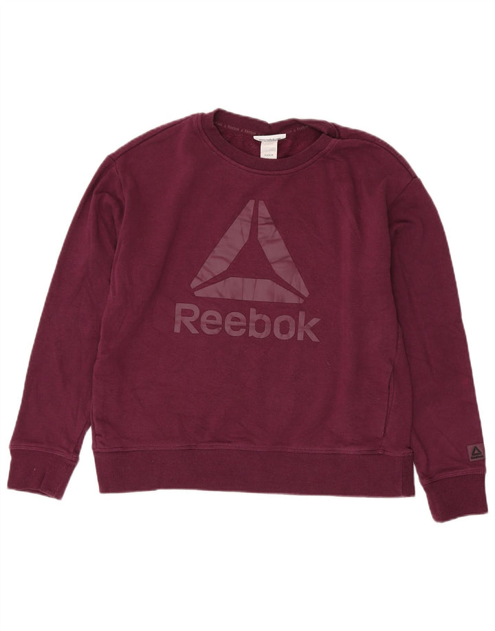 Reebok Womens Graphic Oversized Sweatshirt Pullover UK 10 Small Kastanienbraun Baumwolle