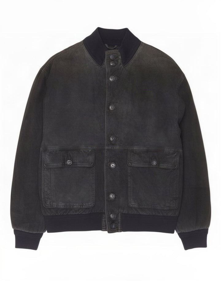 Max Wildleder-Bomberjacke für Herren, UK 38, mittelmarineblaues Leder