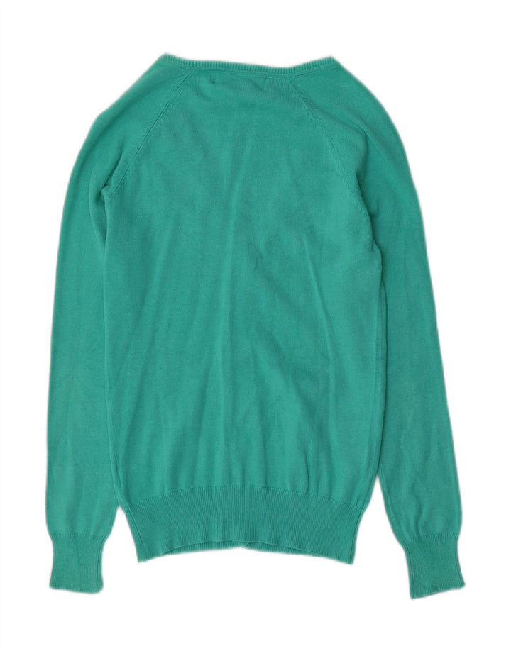 Zara Damen-Cardigan-Pullover UK 10 Small Türkis Baumwolle