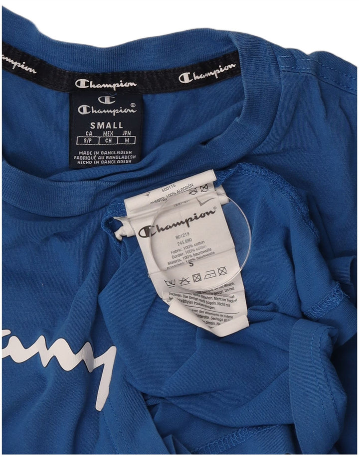 Champion Herren-T-Shirt mit Grafik, Größe S, Blau, Baumwolle