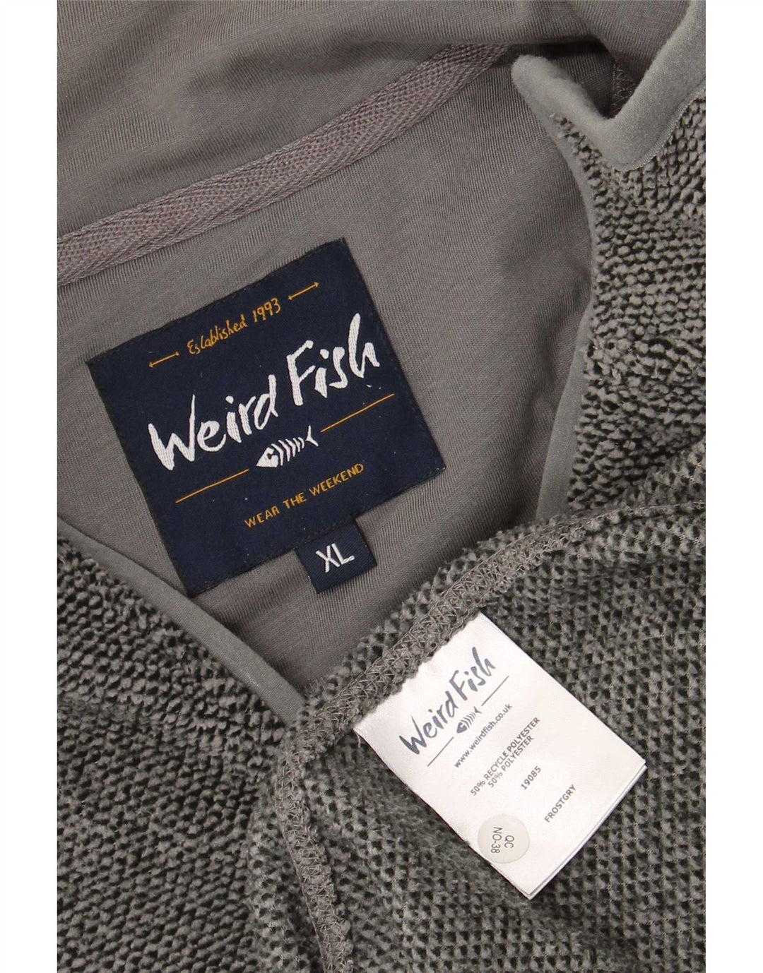 Weird Fish Herren-Sweatshirt mit Reißverschluss, XL, grau, Polyester