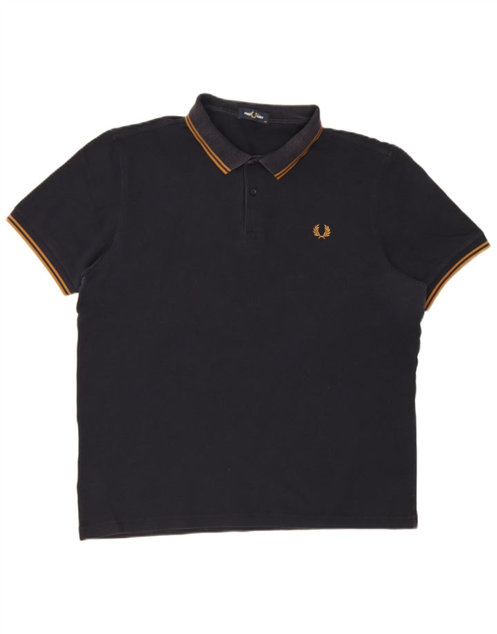 Fred Perry Herren Poloshirt XL Marineblau Baumwolle