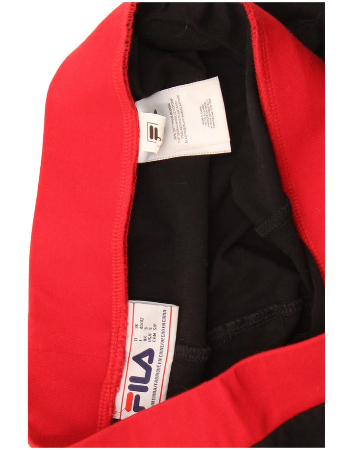 Fila Damen Grafik-Leggings UK 8 Small Schwarz Baumwolle