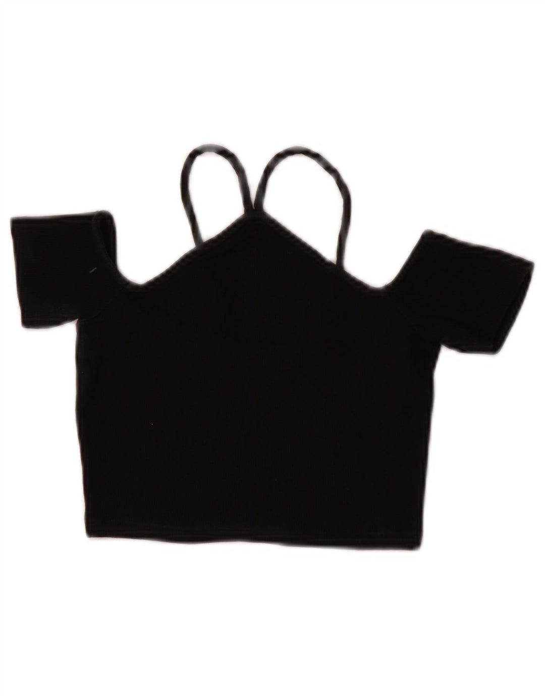 Zara Damen Crop Off Shoulder Top UK 8 Small Schwarze Baumwolle