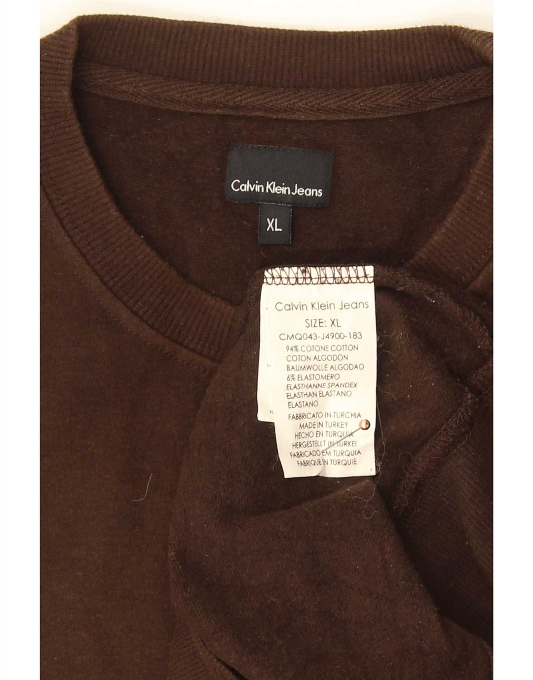 Calvin Klein Jeans Herren Sweatshirt Pullover XL Braun Baumwolle