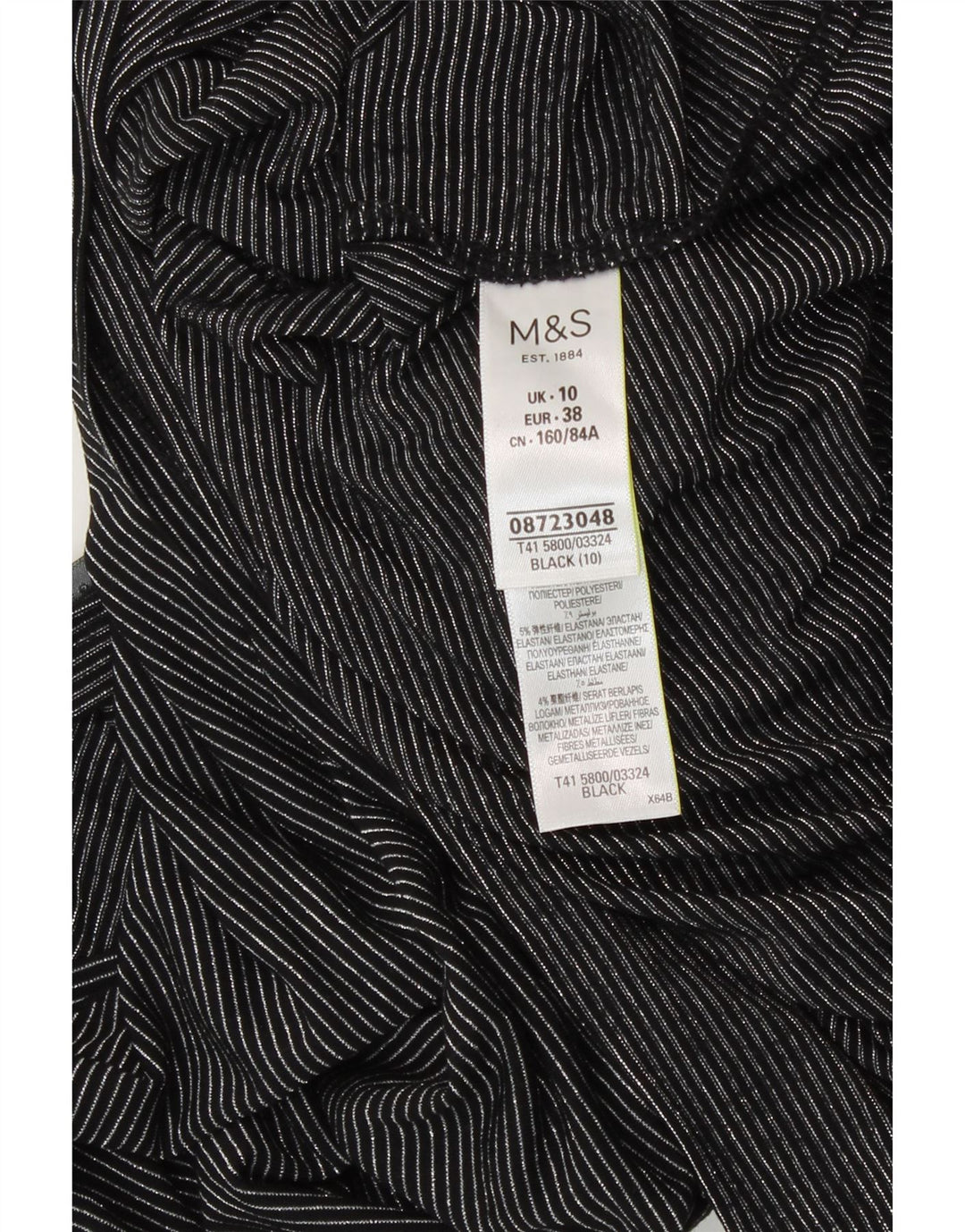 Marks & Spencer Damen-T-Shirt in Übergröße, Gr. 10, Größe S, Schwarz, gestreift