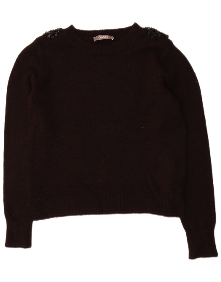 Oasis Damen Pullover mit bauchfreiem U-Boot-Ausschnitt, Gr. 14, Mittelschwarz, Polyacryl