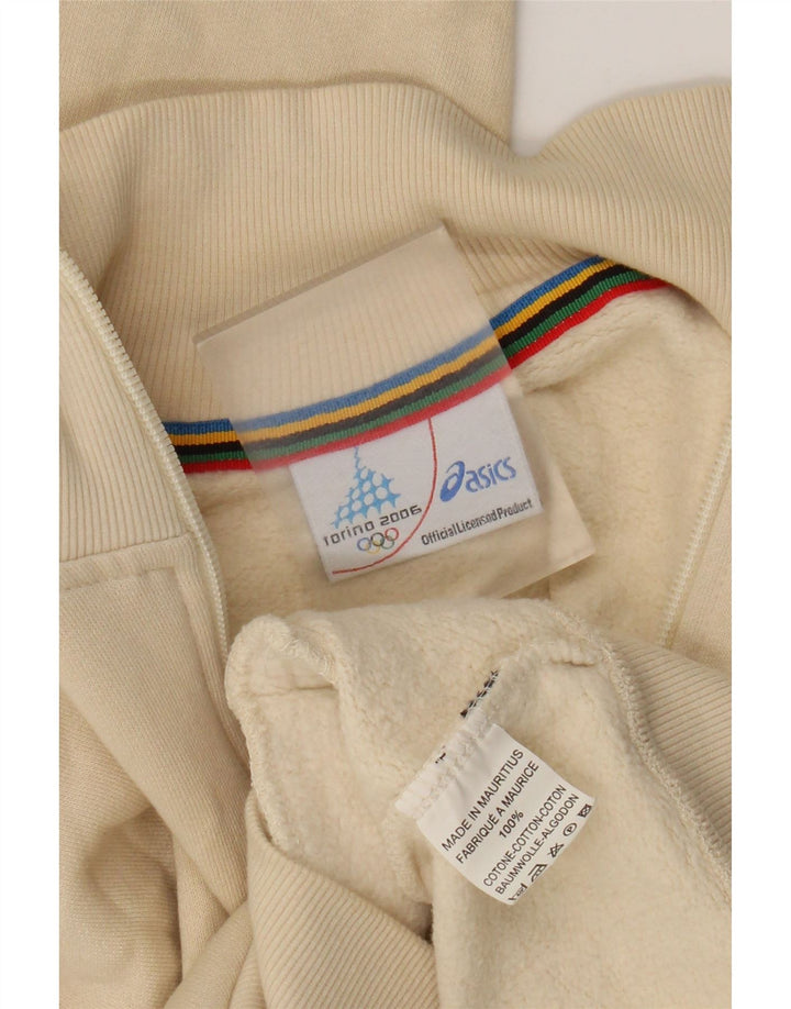 Asics Damen Grafik-Trainingsanzugoberteil, UK-Größe 10, Größe S, Beige, Baumwolle