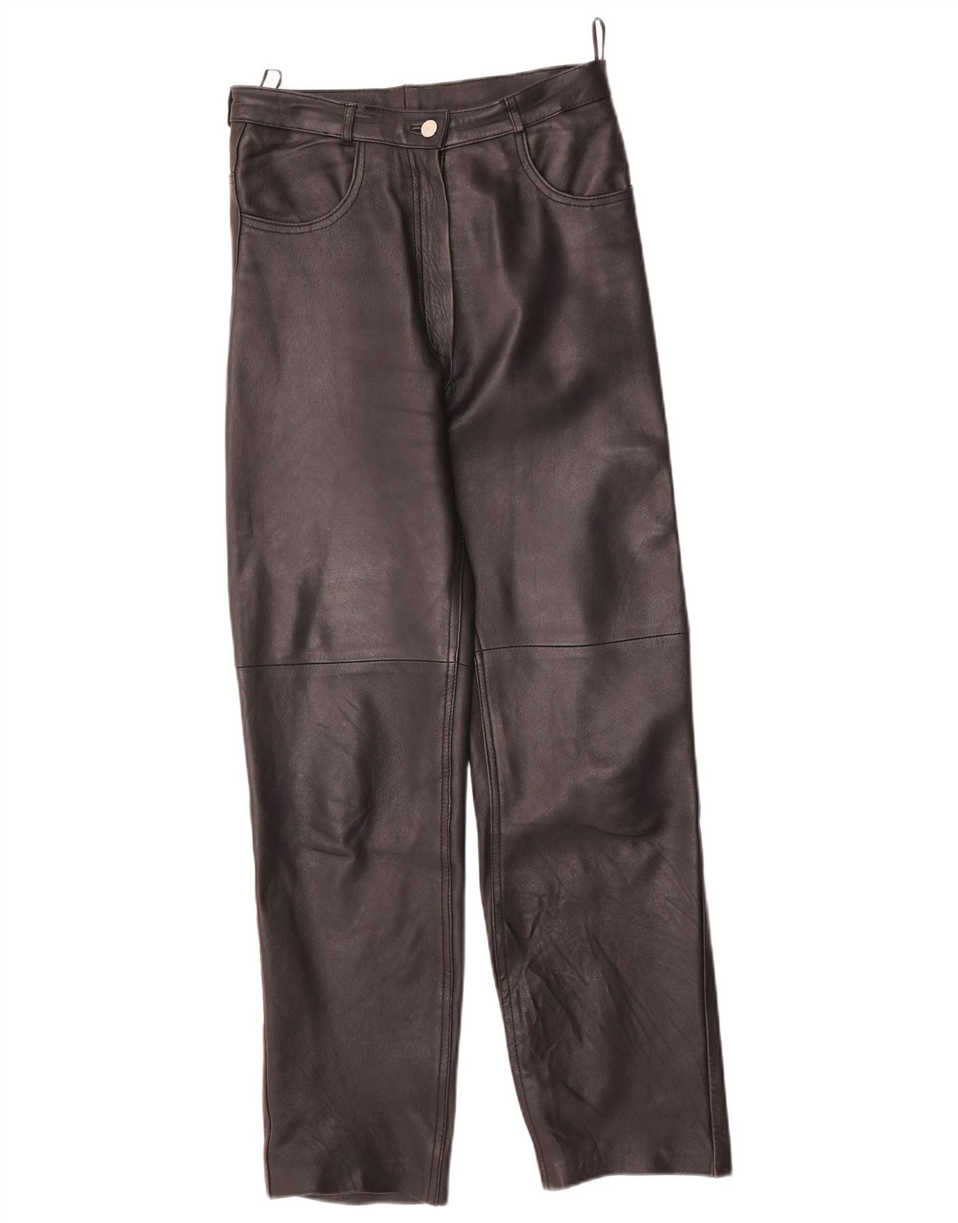 VINTAGE Gerade Damenhose EU 40 Mittel W28 L29 Schwarzes Leder