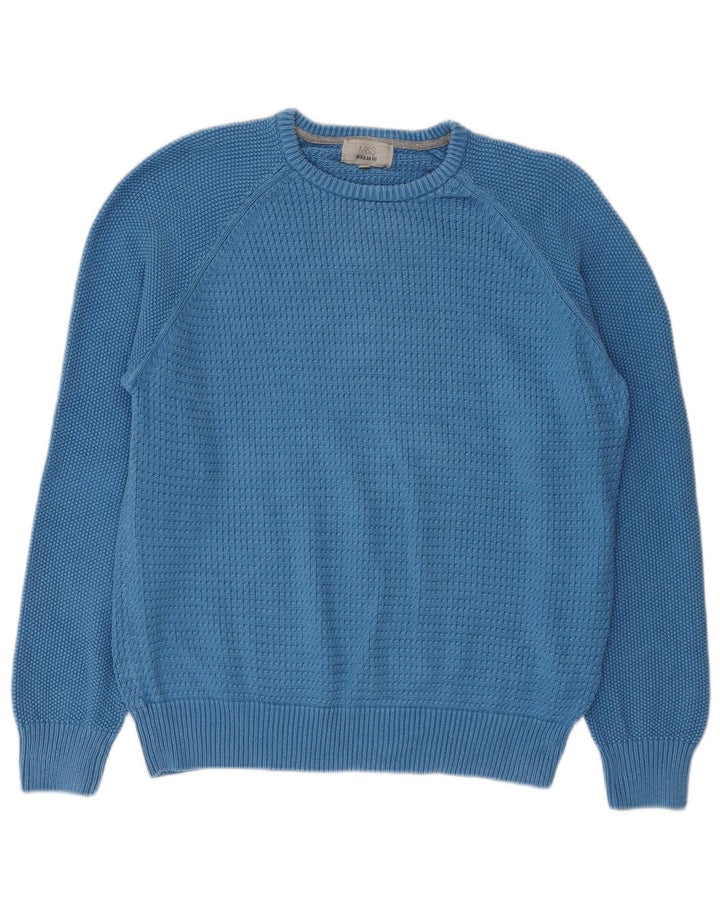 Marks & Spencer Herren-Pullover mit normaler Passform und Rundhalsausschnitt in Mittelblau