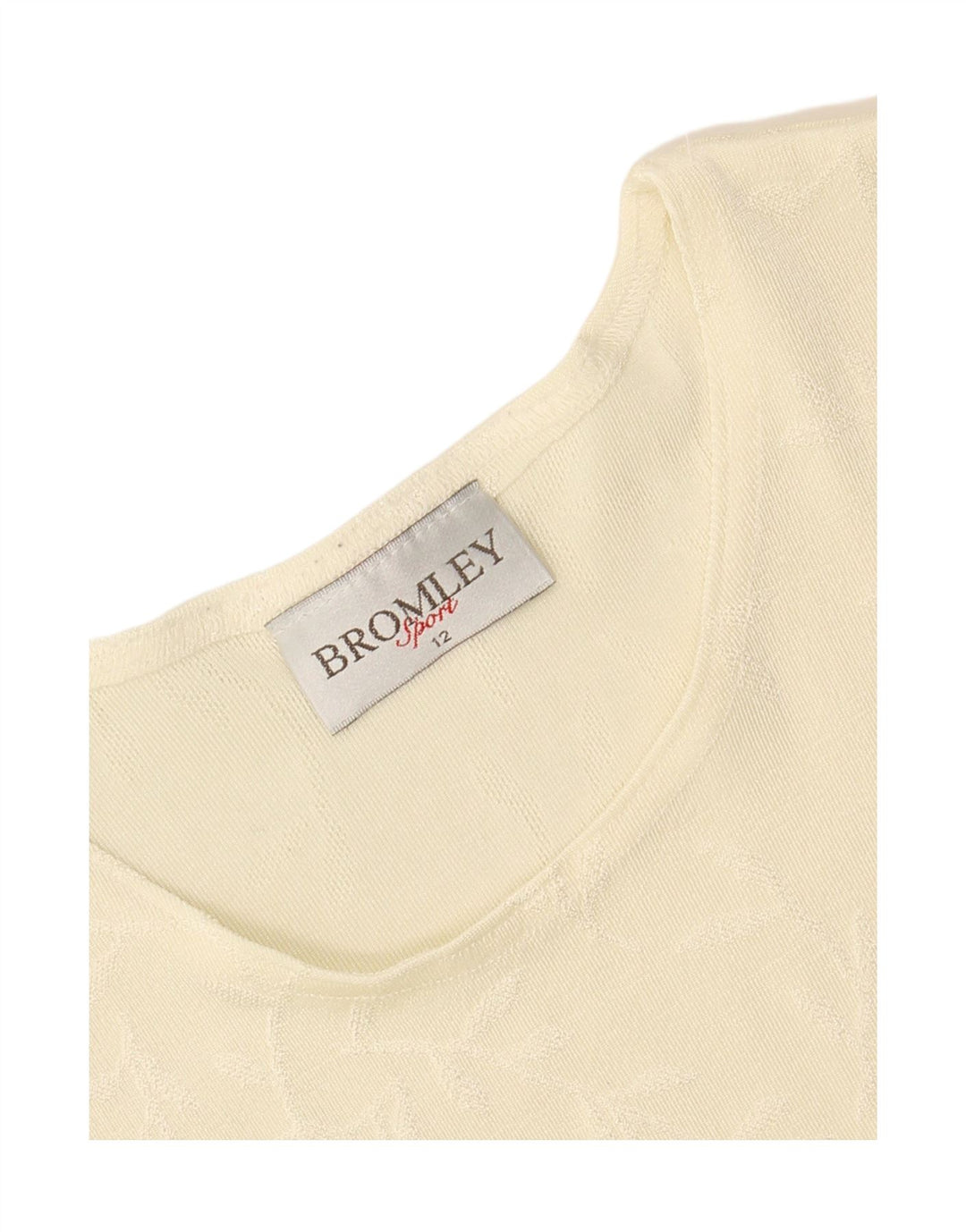 BROMLEY  Womens Abstract Pattern T-Shirt Top UK 12 Medium Off White Vintage Bromley and Second-Hand Bromley from Messina Hembry 