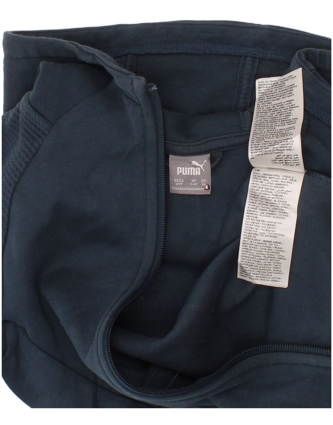 PUMA Jungen-Kapuzenpullover mit Reißverschluss, 5–6 Jahre, marineblaue Baumwolle