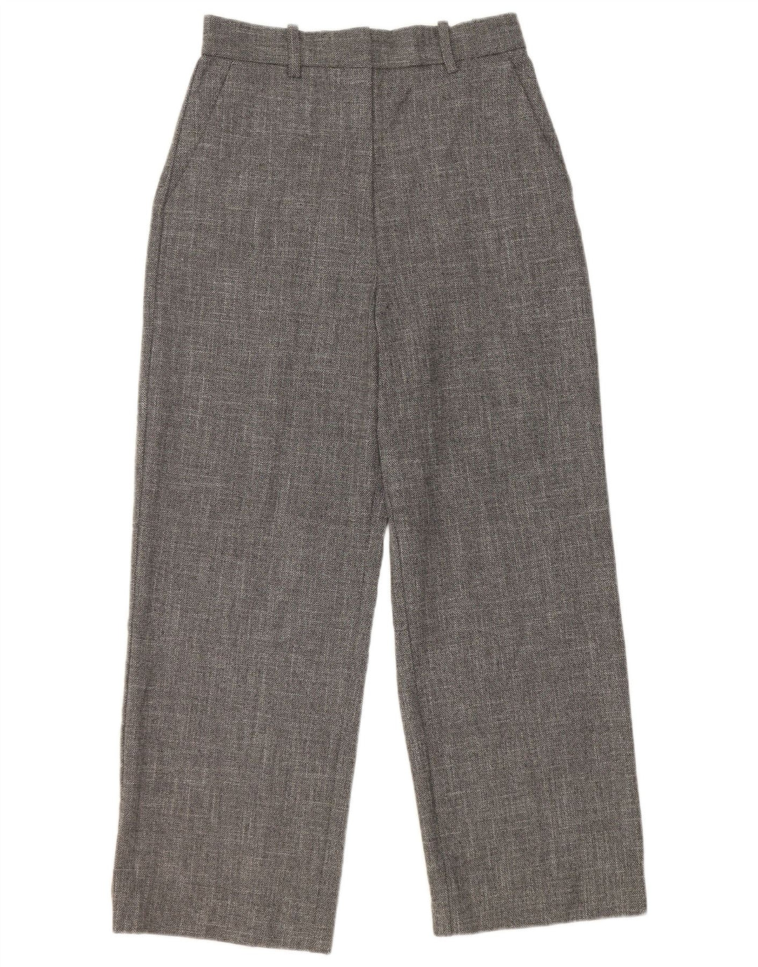 Zara Damen-Freizeithose mit hoher Taille und weitem Bein, mittelgraues Polyester