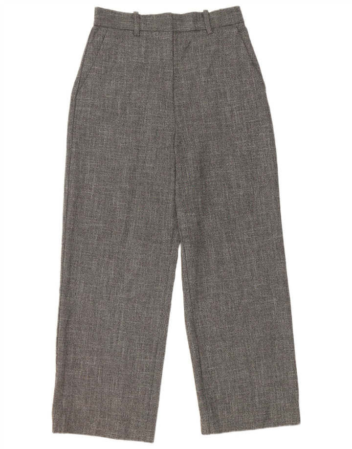 Zara Damen-Freizeithose mit hoher Taille und weitem Bein, mittelgraues Polyester