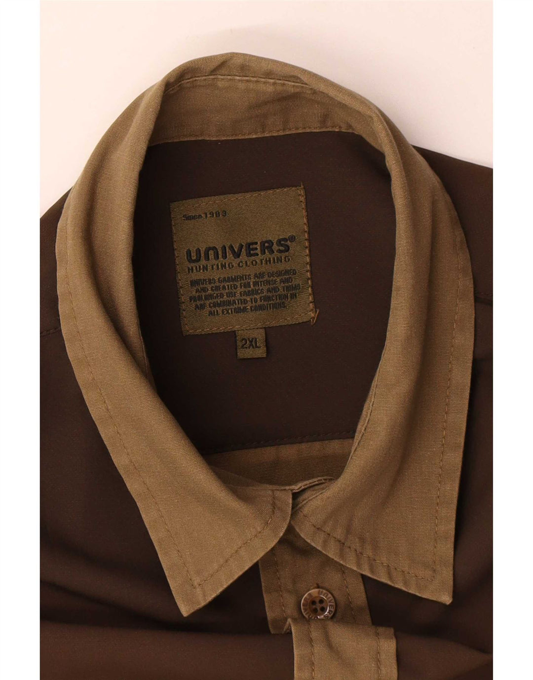 Univers Herrenhemd 2XL Braunes Colourblock-Polyester