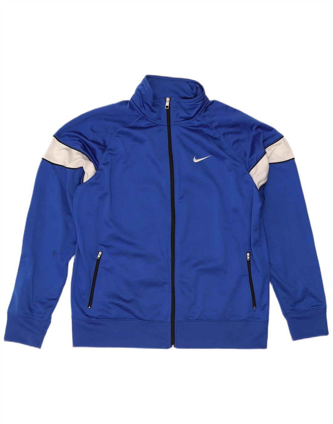 Nike Herren-Trainingsanzugoberteil, XL, blaues Colourblock-Polyester