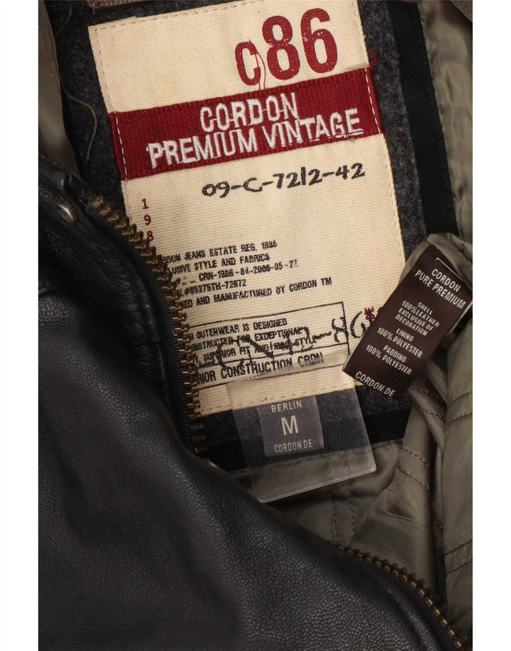 Cordon Herren-Lederjacke mit Grafik, UK 38, mittelschwarz
