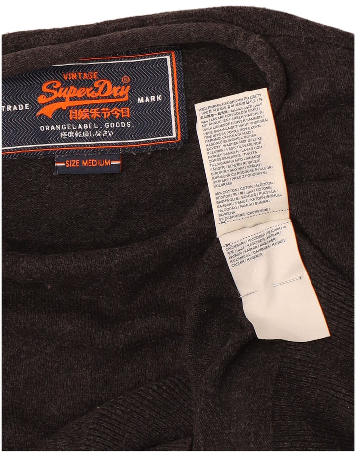 Superdry Herren-Pullover mit U-Boot-Ausschnitt aus mittelgrauer Baumwolle