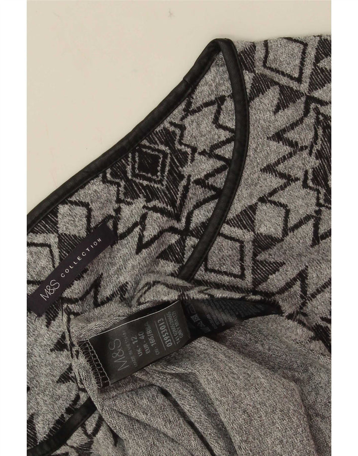 Marks & Spencer Damen Tunikakleid mit 3/4-Ärmeln, UK 12, Mittelgrau, geometrisch