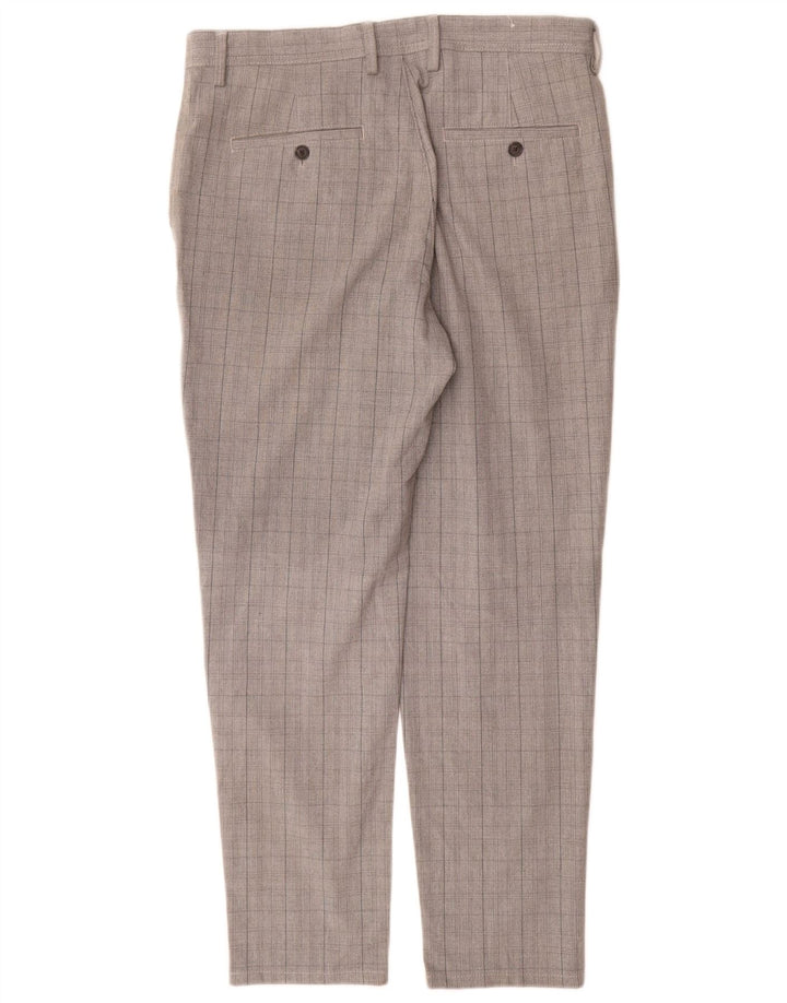 Zara Slim Chino-Hose für Herren, EU 42, groß, W32, L30, grau kariertes Polyester
