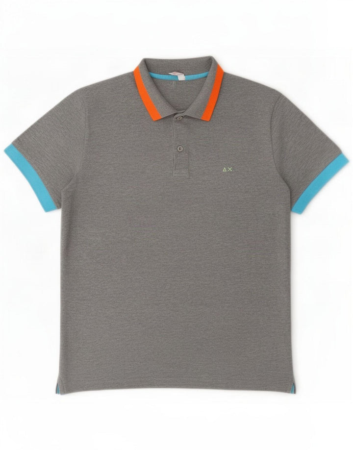 Sun68 Herren-Poloshirt aus mittelgrauer Baumwolle